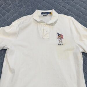 Polo by Ralph Lauren White Polo with Flag Logo